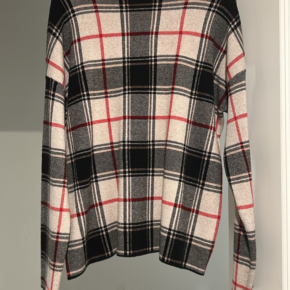 Plaid Women's Sweater - Black, White, Red